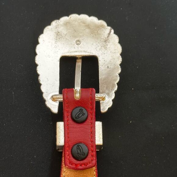 Justin Red Cowhide Western Leather Belt Sz 30 - Picture 4 of 13